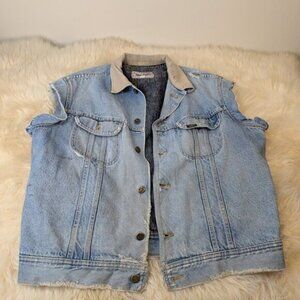 Lee Stormrider Blanket Lined Jean Jacket Vest Altered Men Size 44T